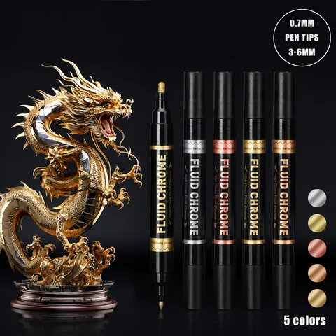 Dual Tip Liquid Chrome Mirror Marker Waterproof Metallic Paint Pen For Model Coloring Repair Art DIY Writing