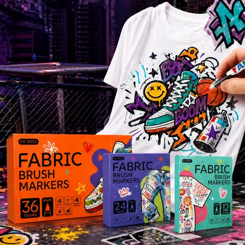 Fabric Markers Brush Tip Washable Textile Paint Pens For DIY Hand Painted Clothes Canvas Graffiti Art Drawing Supplies