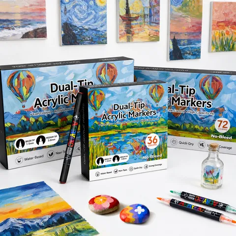 Doppelspitze Acrylfarben Stifte Kunstmarker Wasserbasiert Schnelltrocknend Wasserdicht Marker Für Steine Malen Keramik Holz DIY