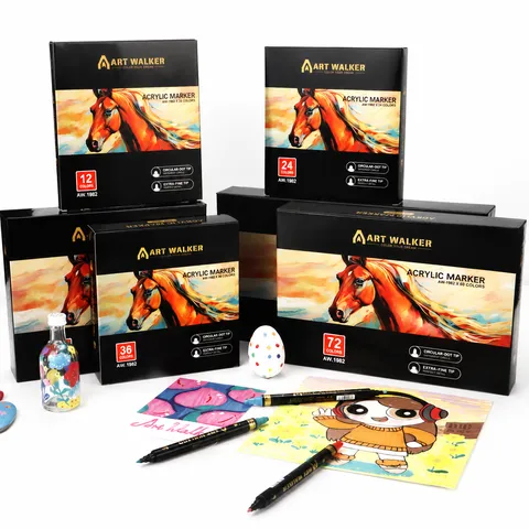 Dubbelzijdige Acryl Marker Pennen Gevarieerde Kleuren Watergedragen Verfmarkers Voor Rotsverf Keramiek Canvas Kunstbenodigdheden