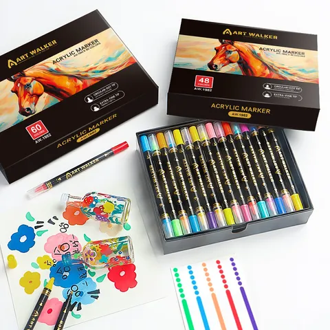 Dubbelzijdige Acryl Marker Pennen Gevarieerde Kleuren Watergedragen Verfmarkers Voor Rotsverf Keramiek Canvas Kunstbenodigdheden
