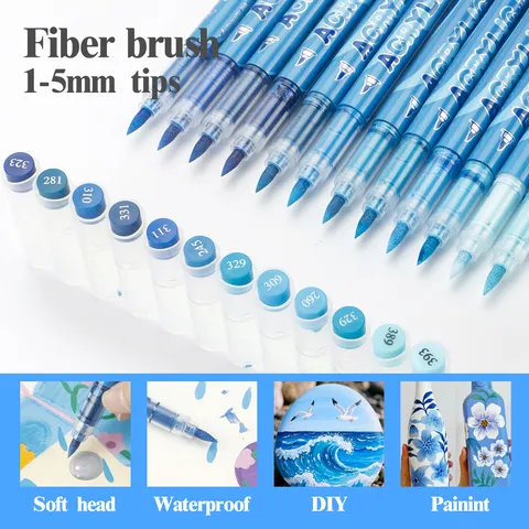 Acrylic Paint Markers Soft Tip Art Pens Ocean Series DIY Painting Pens For Students And Kids School Supplies