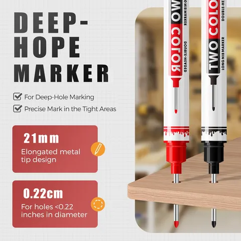 Double Head Long Nib Marker Pen Dual Color Woodworking Deep Hole Marker Permanent Oil Based Pen For Tile