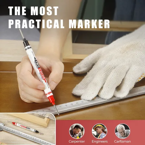 Double Head Long Nib Marker Pen Dual Color Woodworking Deep Hole Marker Permanent Oil Based Pen For Tile