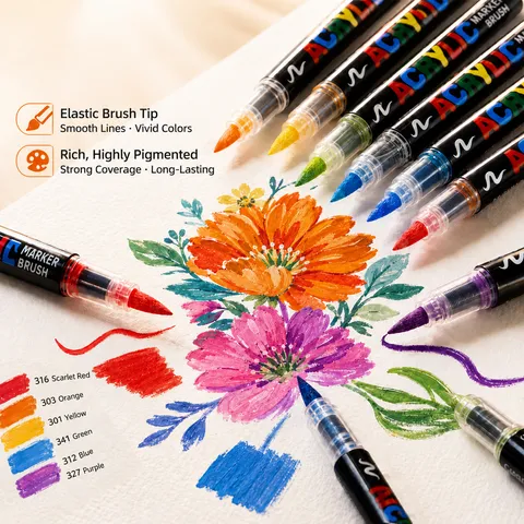 Multi-Color Liquid Acrylic Marker Set Portable Suitcase Art Drawing Pens