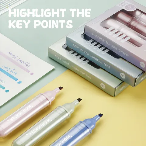 Pastel Highlighters Cute Mini Capsule Highlighter Pens Chisel Tip Aesthetic Stationery Set For School Note Taking