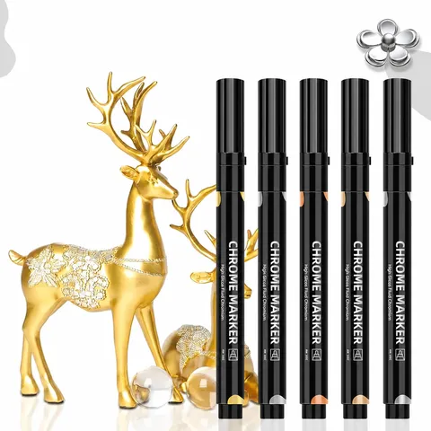 Metallic Mirror Chrome Marker Pen Waterproof Liquid Permanent Paint Pen For Model Repair High Gloss Graffiti Pen