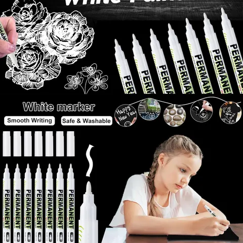 Witte Markeerstift Waterdichte Permanent Marker Fijne Punt Tekenpen Voor Kunst Schetsen Kantoor School Benodigdheden