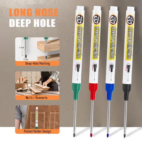 Long Head Deep Hole Marker Pen Extended Nib Waterproof Carpentry Tile Construction Multi Purpose Marking Tool