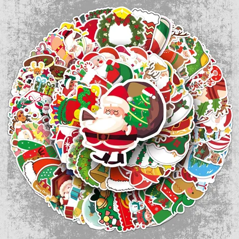 Weihnachten Wasserdichte Aufkleber Abziehbilder Cartoon Weihnachtsmann Schneemann Feiertag DIY Koffer Skateboard Dekor