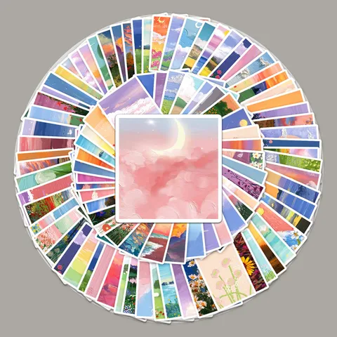 Landschaft Ölgemälde Graffiti Aufkleber Ästhetische Kunst Abziehbilder Für Wasserflasche Skateboard Gepäck Laptop DIY