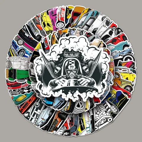 Pegatinas De Graffiti De Coche De Carreras De Dibujos Animados Calcomanías De Vinilo Impermeables Para Equipaje Patineta Computadora Portátil Coche Teléfono Decoración