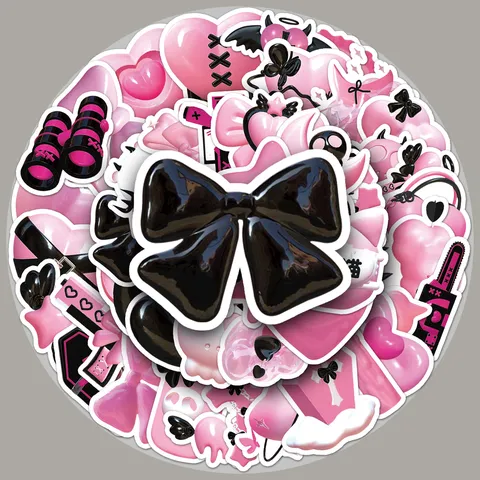 Autocollants Graffiti de Style Ins Noir Rose Imperméables Mignons DécalcomANIES DIY pour Bagages Ordinateur Portable Bouteille d'Eau Carnet