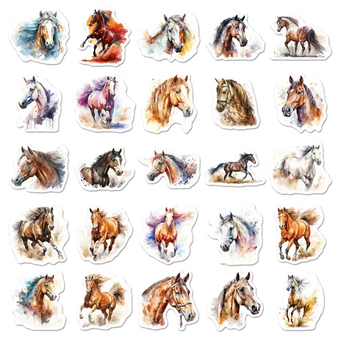 Watercolor Ink Horse Graffiti Stickers Waterproof Vinyl Decals For Laptop Luggage Phone Aesthetic Decoration
