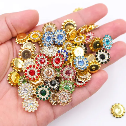 Nähbare Sonnenblumen Klauen Strasssteine Flache Rückseite Runde Glänzende Kristallglas Mit Mattem Goldboden Für DIY Kleidung