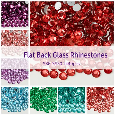 Glass Flatback Rhinestones Round Crystal Gems For Nail Art Phone Case DIY Crafts Jewelry Accessories