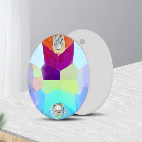 Glas Strasssteine Flache Rückseite Zum Aufnähen Ovale Kristalle Transparent Weiß AB Strass Für DIY Kleidung Zubehör
