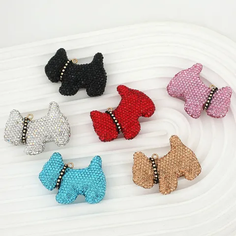 Mignon Chiot Dessin Animé Porte-clés Strass Argile Polymère Breloque de Sac Pendentif Anneau Clé Animal Scintillant Bijou Cadeau