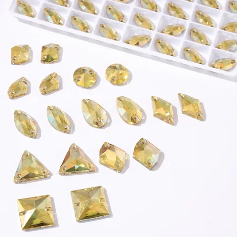 Kristallglas Flatback Opnaai Strass Metallisch Goud Vorm Strass Voor DIY Kleding Ambachten Sieraden Maken