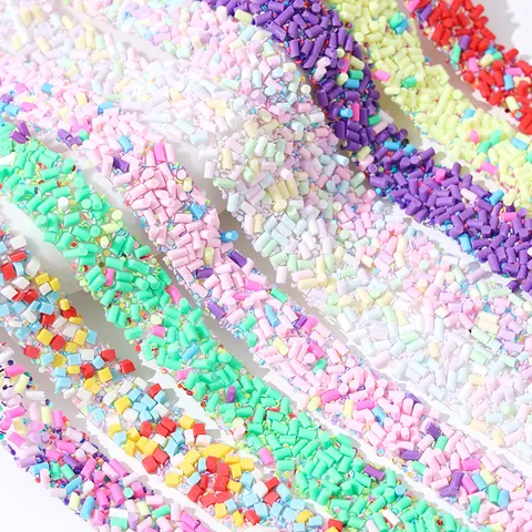 Colorful Resin Cylindrical Drill Strip Soft Clay Double Sided Tape Rhinestone Trim For Shoes Bags DIY Crafting