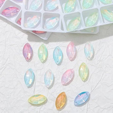 Glas Strass Vorm Navette Platte Rug Kristal Strass voor DIY Ambachten Trouwjurk Kleding Accessoires