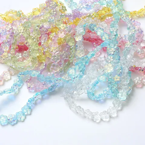 Cuentas de Pétalos de Vidrio Cuentas Sueltas Esmaltadas de Cristal Forma de Flor Colorida para DIY Pulsera Collar Joyería
