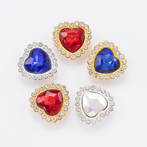 Accessoires DIY de Couture en Cristal Strass en Forme de Cœur Base en Métal Double Couche Bordure Strass Bijoux