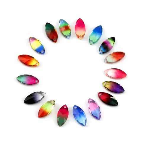Gradient Marquise Glass Rhinestones Loose Pendants DIY Earring Jewelry Making Accessories Multicolor Crystal Stones Wholesale