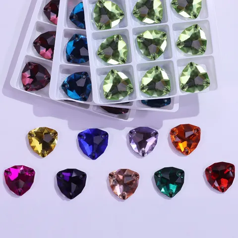 Fett Dreieck Flache Rückseite Zum Aufnähen Von Strasssteinen Glas Kristall Strass Applikation Für DIY Bekleidung Zubehör Handwerk
