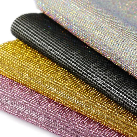 DIY Hot Fix Rhinestone Mesh Sheet Self Adhesive Crystal Rhinestone For Garment Shoe Bag Decoration Craft