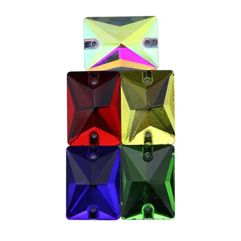 Strass en Verre Dos Plat Main Coudre sur Cristal Strass Rectangulaires pour Garnitures de Vêtements Artisanat DIY Couture