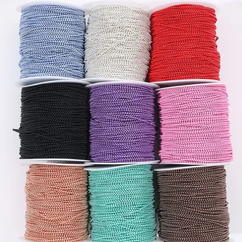 Colorful Glass Bead Chain Roll DIY Electroplated Ball Chain For Nail Art Craft Decoration Jewelry Making Supplies