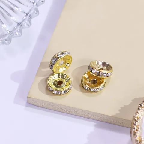 Cuentas de Vidrio Estrás Rondelle Cuentas Espaciadoras Cuentas Sueltas de Cristal Para Fabricación de Joyas DIY Pulsera Collar