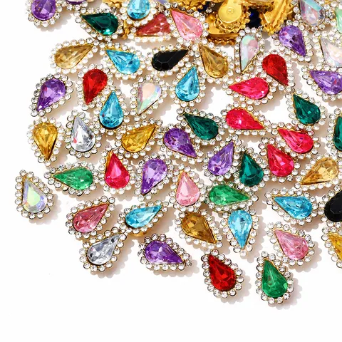 Strass in Acrilico Colorato Trapano ad Artiglio DIY Accessori per Capelli Abbigliamento Artigianato Gemme a Goccia Decorative