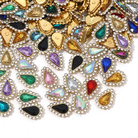 Colorful Acrylic Rhinestone Claw Drill DIY Hair Accessories Clothing Craft Decorative Teardrop Gemstones