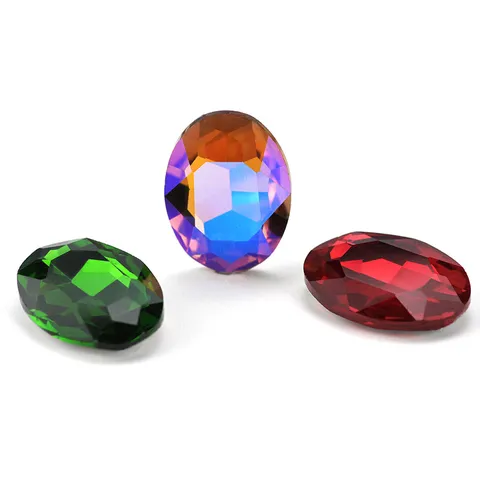 Ovale Flache Rückseite Kristallglas Strass Silber Beschichtet Nagelkunst DIY Schmuck Herstellung Dekorative Zubehör