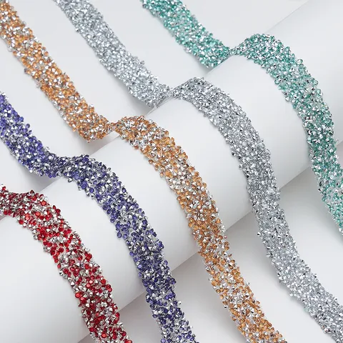 DIY Resin Rhinestone Strip Self Adhesive Crystal Diamond Ribbon Garment Accessories Craft Trim For Shoes Bags Decor