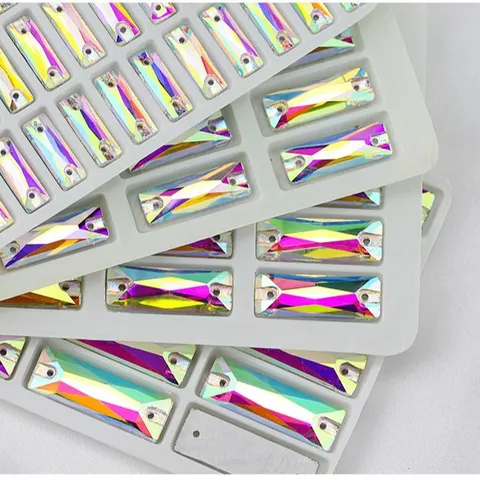 Rectangular Flatback Glass Rhinestones Sew On AB Crystal Stones For Wedding Dress Garment DIY Jewelry Making Craft