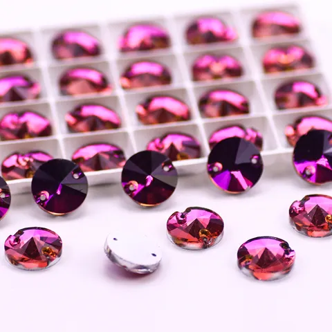 Verloop Paars Kristal Glas Naai Strass Platte Achterkant Gemengde Vormen Naai Op Strass Voor DIY Kleding Ambachten