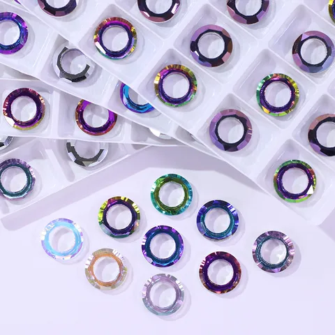 Round Angel Ring Iridescent Hollow Glass Rhinestone DIY Pendant Shoes And Clothing Accessories