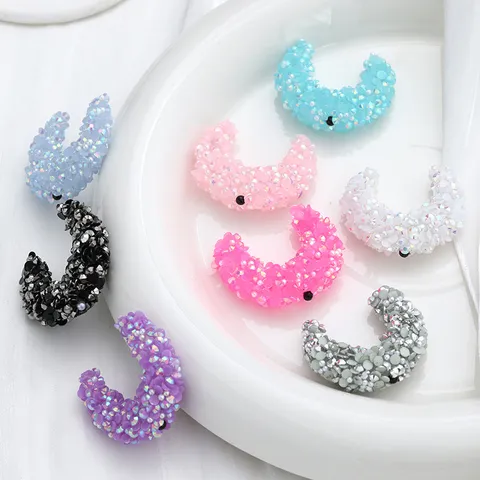 DIY Crescent Moon Rhinestone Drill Ball Accessory Bag Chain Pendant Glass Jewelry Making Findings