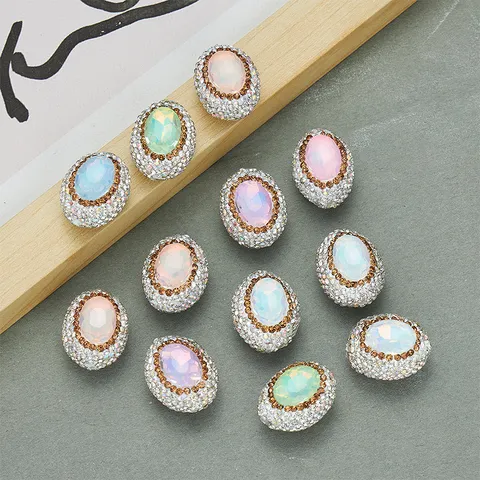 DIY Hecho a Mano Vidrio Huevo de Paloma Strass Colgante de Encanto de Princesa Occidental Accesorios de Joyería de Moda Cuentas Sueltas