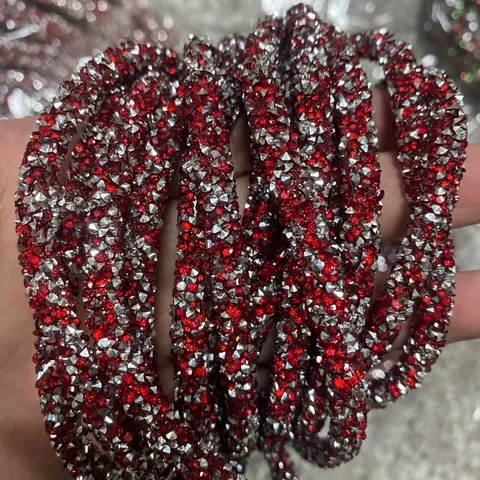 Tube en Strass en Résine Cordon Creux Accessoires d'Artisanat DIY Cordon de Garniture en Cristal AB Scintillant pour Fabrication de Bijoux et Vêtements