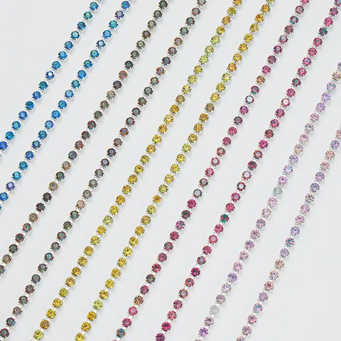 Colorful Gradient Rhinestone Claw Chain Glass Crystal Chain For Nail Art Decoration DIY Handcraft Jewelry Making