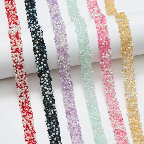 Bande de Strass en Résine DIY Avec Perle Artificielle Garniture en Cristal Autocollante Pour Décoration Artisanale