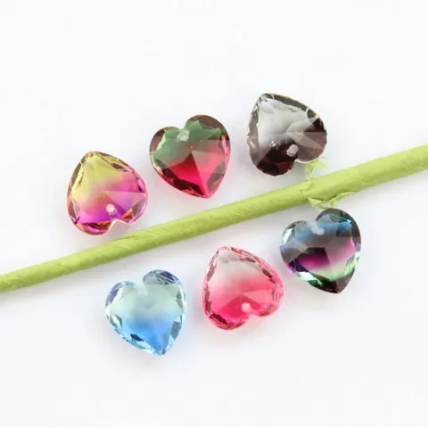 Heart Glass Rhinestone Pendant DIY Earring Charm Colorful Gradient Crystal Rhinestone Jewelry Making Accessories