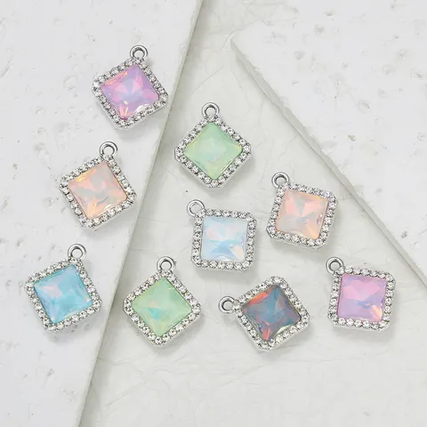 Vierkante Strass Bedels Glas Kristal Hangers Voor DIY Sieraden Maken Handgemaakte Accessoires