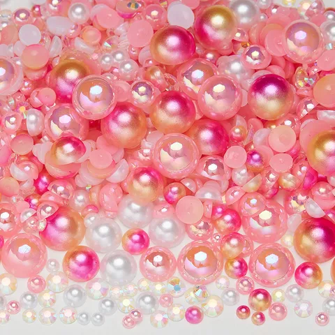 Flat Back Resin Rhinestones And Half Round Pearls Mixed Color Set DIY Craft Accessories For Nail Art Phone Cases Shoes Clothes