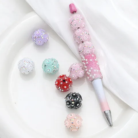 Colorful Glass Rhinestone Resin Round Ball Beads DIY Earrings Pendant Jewelry Accessories Making Materials
