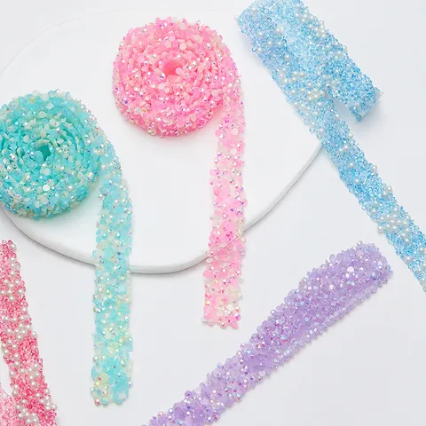 DIY Resin Rhinestone Strip Self Adhesive Crystal Diamond Ribbon Garment Accessories Craft Trim For Shoes Bags Decor